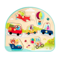 B. Toys B. Vehicles On The Go! Wooden Peg Puzzle Outlet