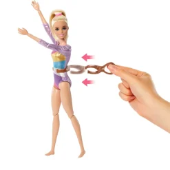 Mattel Canada Inc. Barbie® Gymnastic Playset with Blonde Gymnast Doll, C-Clip for Flipping Action, Balance Beam, Warm-Up Suit & Accessories Fashion