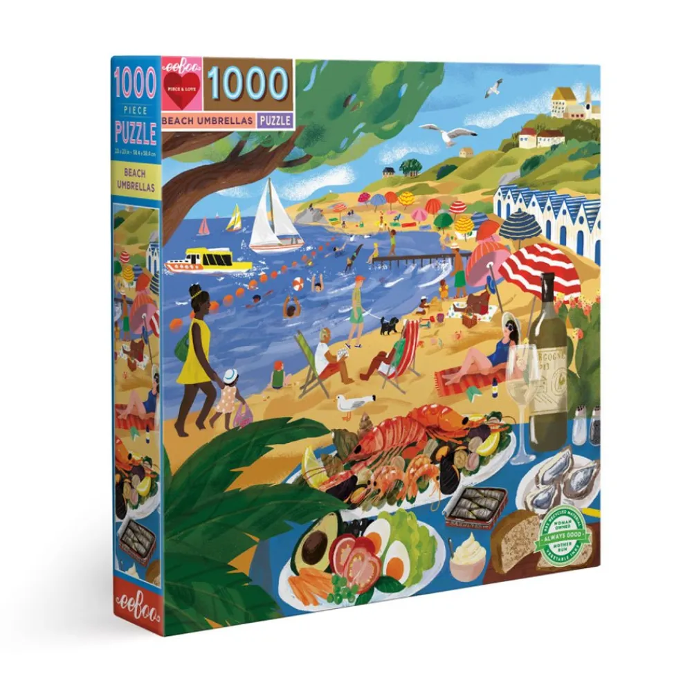 Eeboo Beach Umbrellas 1000 Piece Square Puzzle Sale