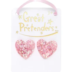 Great Pretenders Boutique Glitter Hearts Clip On Earrings, Assorted Fashion