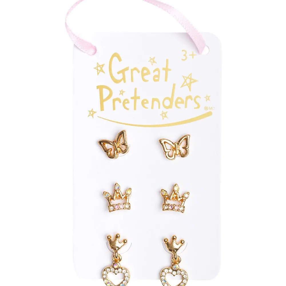 Great Pretenders Boutique Royal Crown Studded Earrings, 3 Sets Online