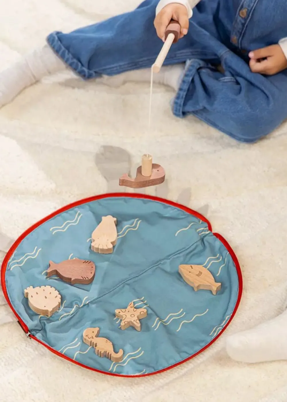 Coco Village Wooden Fishing Game with Bag Sale