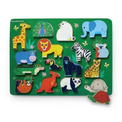 Crocodile Creek Zoo 16pc Wood Puzzle + Playset Fashion