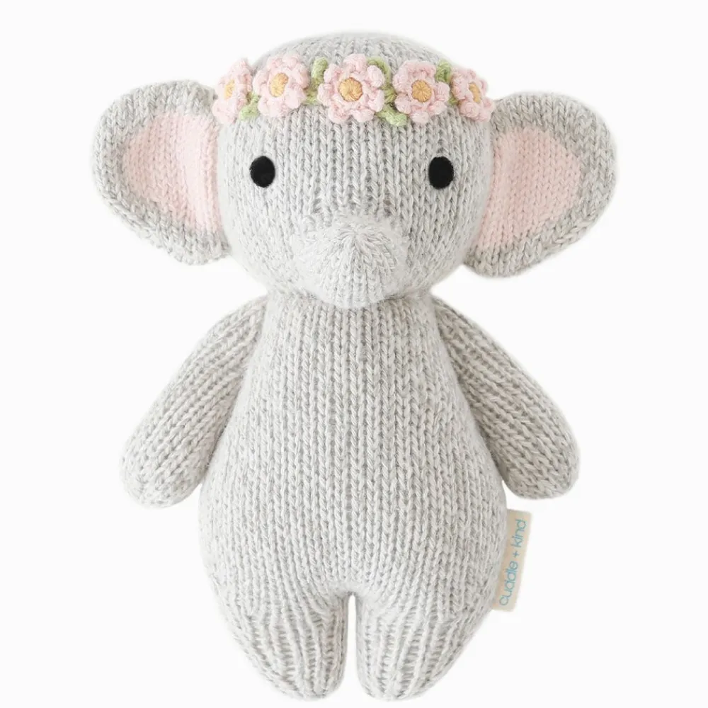 Cuddle+Kind Cuddle + Kind Baby Elephant (Blush Floral) Hand-Knit Doll Outlet