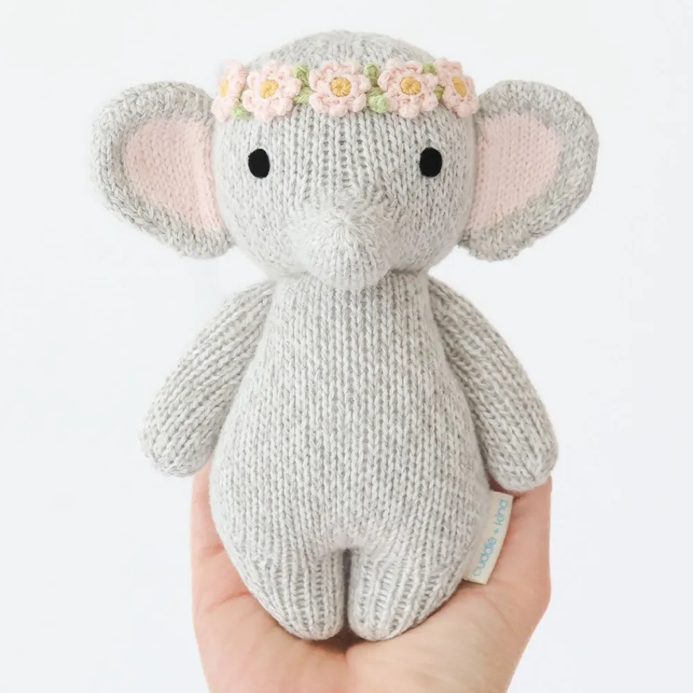 Cuddle+Kind Cuddle + Kind Baby Elephant (Blush Floral) Hand-Knit Doll Outlet