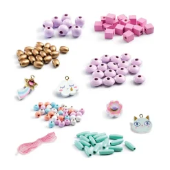 Ilo 307 Inc. Djeco Wooden Bead Kit - Rainbow Cat Clouds New