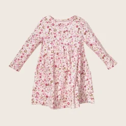 rise little earthling Fleece Swing Dress 9-12m Lt Pink AOP Clearance