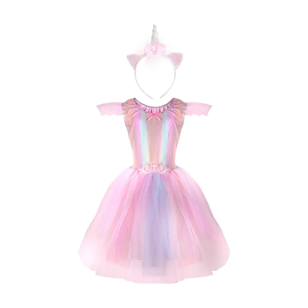 Great Pretenders Pink Unicorn Dress & Headband Age 5-6 Hot
