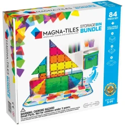 Magna-Tiles ® Storage Bin Bundle 84-Piece Magnetic Construction Set, The MOST COMPLETE Set From The OR Sale