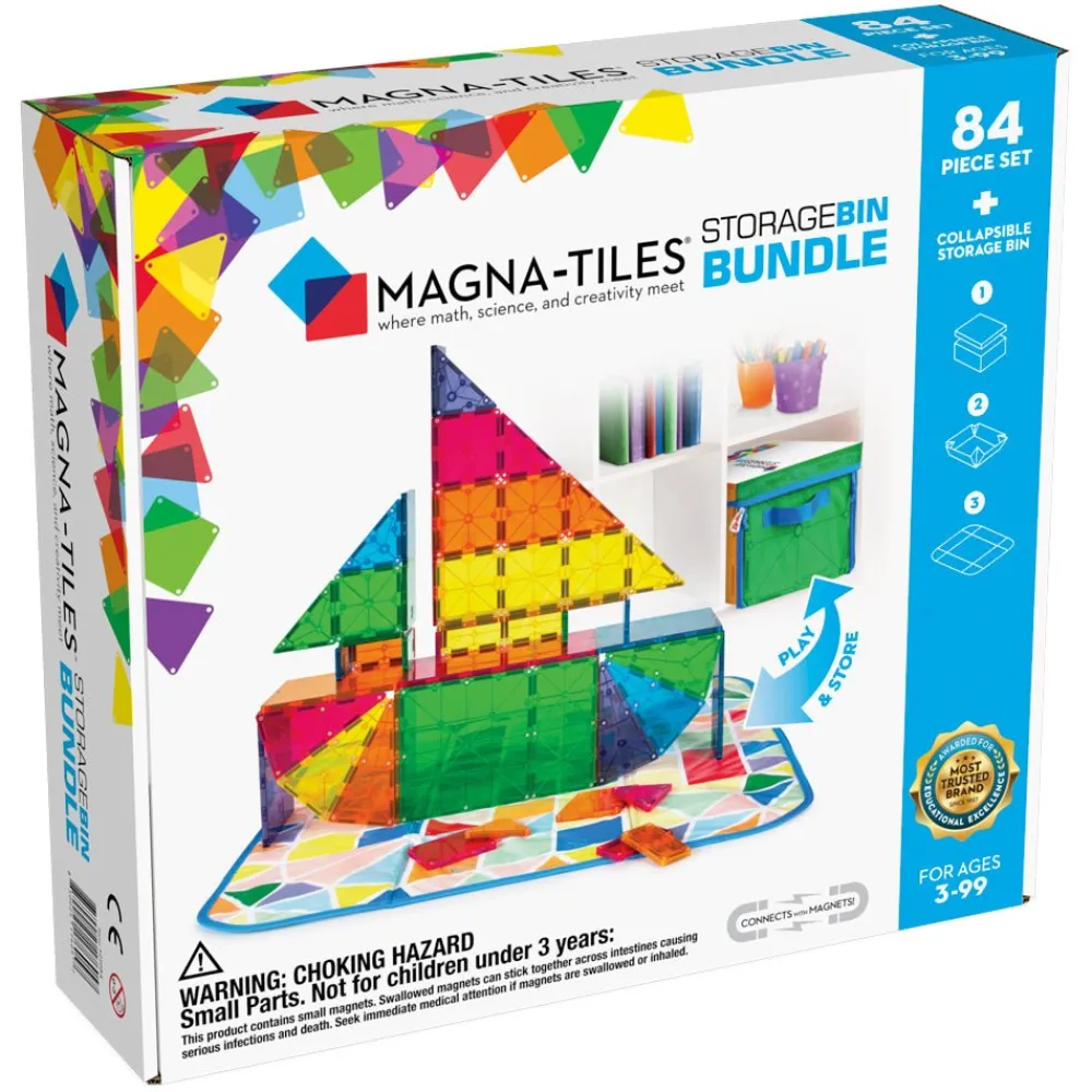 Magna-Tiles ® Storage Bin Bundle 84-Piece Magnetic Construction Set, The MOST COMPLETE Set From The OR Sale