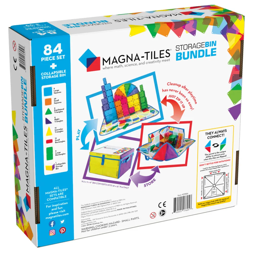 Magna-Tiles ® Storage Bin Bundle 84-Piece Magnetic Construction Set, The MOST COMPLETE Set From The OR Sale
