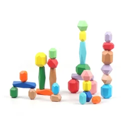 MI Toys International Ltd MMTB Stacking Wooden Rocks - 30 Piece Set Fashion