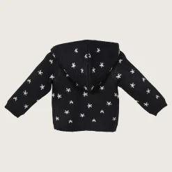 rise little earthling Hooded Jacquard Cardigan Anthracite Stars Sale