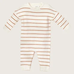 rise little earthling Knitted Romper Set Antique White Stripe New