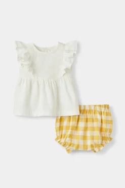 rise little earthling 2-Piece Ruffle Set Antique White Gingham Fashion