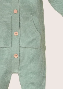 rise little earthling Rib Knit Raglan Romper Green New