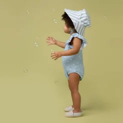rise little earthling Ruffle 1-Piece Bathing Suit Blue Fog Hearts Sale