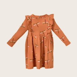rise little earthling Ruffle LS Dress Pink 9-12m Clearance