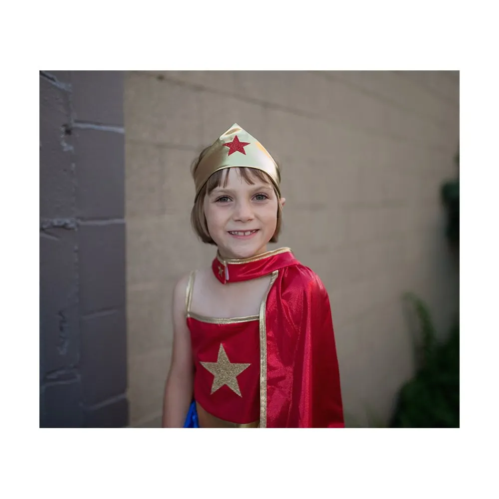 Creative Education Of Can. Superhero Girl Tunic w/ Cape & Headpiece Size 5-6 Best