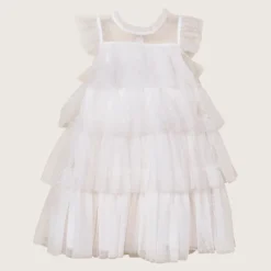 rise little earthling Tiered Dress 9-12m White Outlet