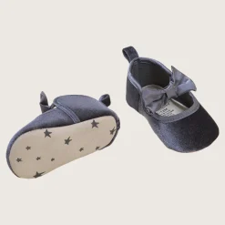 rise little earthling Velvet Dress Shoes 0-3m Charcoal Fashion